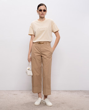 Twinset Beige T-shirt with embroidery 261TP2343
