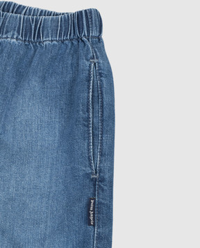 Palm Angels Children's blue denim shorts with logo print PBYC002S26DEN001