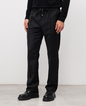 Dolce&Gabbana Black striped wool pants GP1M2TFR2ZX