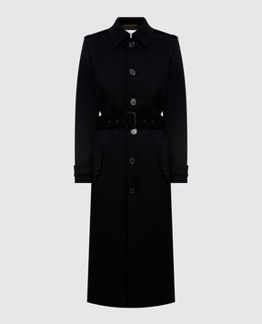 Saint Laurent Black wool coat with belt A001IQY060R