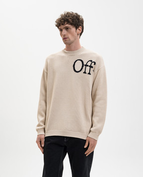 Off-White Beige sweater with logo pattern 44MHE20QS26K001