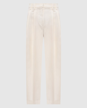 Brunello Cucinelli White wool pants with monil chain MA033P9045