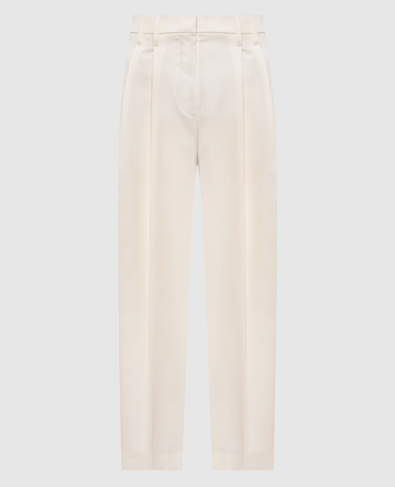 

White wool pants with monil chain Brunello Cucinelli