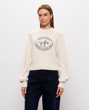 Sporty & Rich Joconde Riding Club ivory wool sweater WS11785000WH37