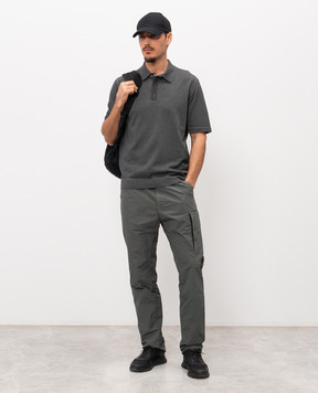 C.P. Company Grey polo shirt with logo print MKN204A110646S