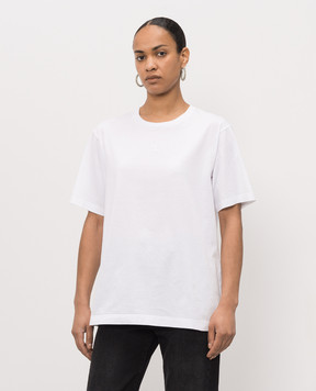 Dolce&Gabbana White straight-cut T-shirt with DG embroidery F8W64ZGDDYD