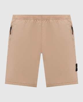 Stone Island Beige shorts with logo patch L1S15L100017S0003