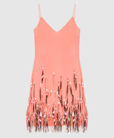 Robe orange à paillettes